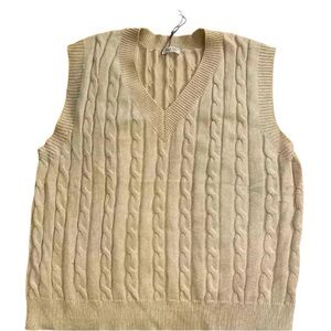 Women's knit vest cream stretchy v neck quality acrylic XL NEW